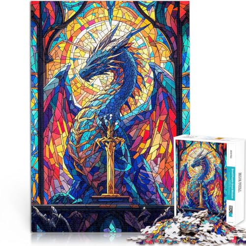 Drachen-Buntglas Puzzle 2000 Teile für Jugendliche Geschenke zum Suchbegriff: Herausfordernde Spiele für Heimdekoration 70x100cm von SYUNFEI