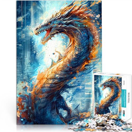 Drachen Puzzle für Erwachsene, 1000 Teile Gehirnintelligenz-Herausforderung süchtig machendes Spielzeug tolles Geschenk 38x26cm von SYUNFEI