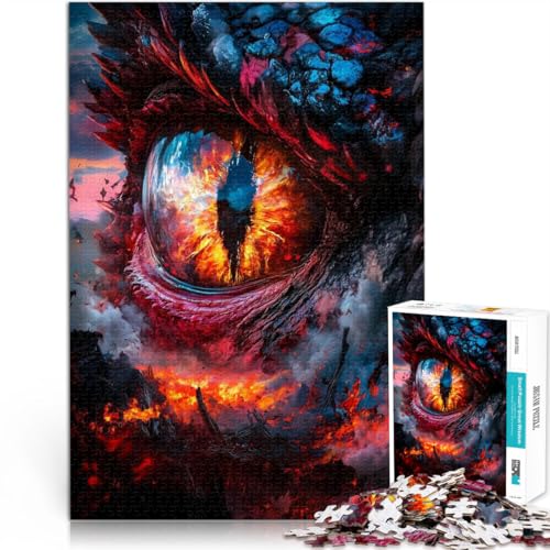 Drachenauge des Feuers Teenager-Puzzle 1000 Teile Dekomprimierendes intellektuelles Lernspielzeug Tolles Geschenk für Spiele 38x26cm von SYUNFEI