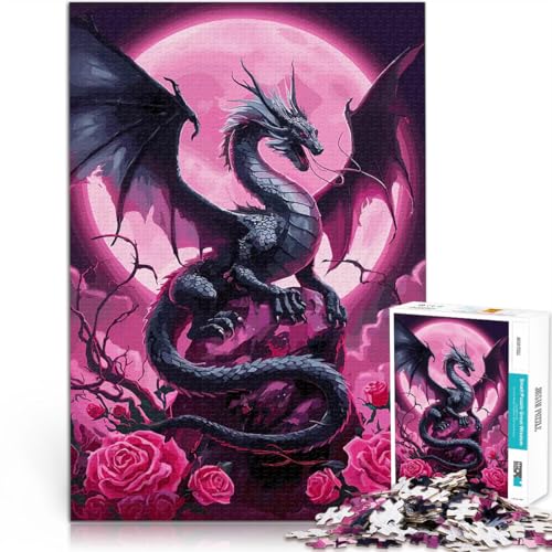 Drachenrosen 1000-teilige Puzzles für Erwachsene Geschenke zum Suchbegriff: Herausfordernde Spiele für Heimdekoration 38x26cm von SYUNFEI