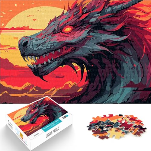 Drachensonnenuntergang 1000 Teenager-Teile-Puzzle Geschenke zum Suchbegriff: Herausfordernde Spiele Wichtelgeschenke 38x26cm von SYUNFEI