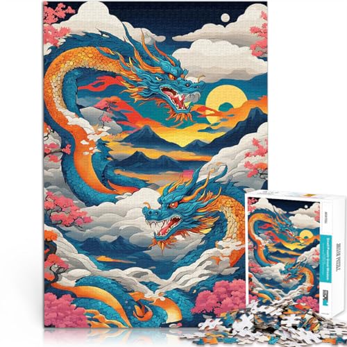 Drachenwellen-Illustration Puzzle für Erwachsene mit 1000 Teilen Intellektuelles Spiel Einzigartige Wohndekoration und Geschenke 38x26cm von SYUNFEI