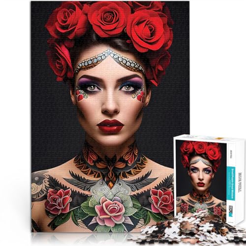 Dunkle Frau mit roten Rosen Puzzle 1000 Teile für Erwachsene Quizspiel Wanddekoration Einzigartige Geburtstags 38x26cm Dunkle Frau mit roten Rosen Puzzle 1000 Teile für Erwachsene Quizspiel Wanddekoration Einzigartige Geburtstags 38x26cm von SYUNFEI