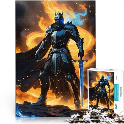 Dunkler Ritter in Flammen Puzzle für Jugendliche 1000 Teile Quizspiel Jedes Stück ist einzigartig – Anspruchsvolles Familienspiel 38x26cm von SYUNFEI