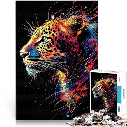 EIN majestätisches Leoparden-Neonporträt Puzzle für Jugendliche 2000 Teile Lernspielzeug Lernspiel für Geburtstag, Weihnachten 70x100cm von SYUNFEI