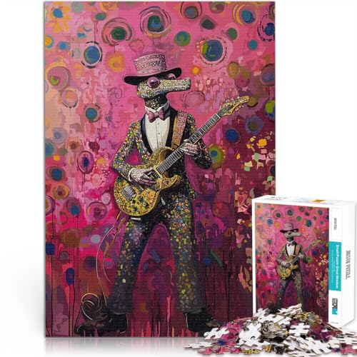 Eidechsen-Rockstar 1000-teiliges Teenager-Puzzle Geschenke zum Suchbegriff: Herausfordernde Spiele Für Paare geeignet 38x26cm von SYUNFEI