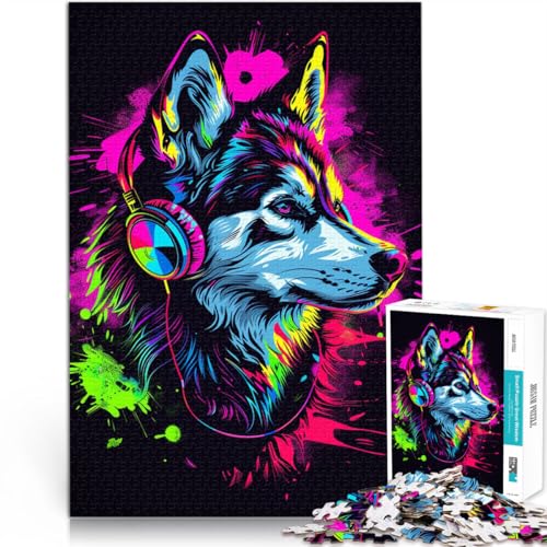 Puzzle für Erwachsene, 2000 Teile, Siberian Husky-Kopfhörer, Entspannungsspiele, Staycation, Zeitvertreib, 70 x 100 cm, Geeignet für Jugendliche ab 14 Jahren von SYUNFEI