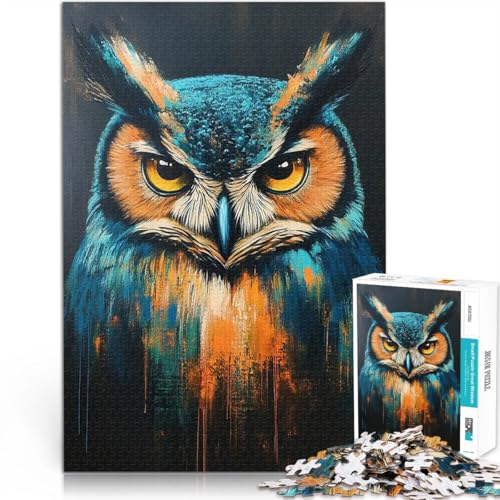 Eulenmalerei 1000-teiliges Puzzle für Teenager Gehirnintelligenz-Herausforderung süchtig machendes Spielzeug Für Paare geeignet 38x26cm von SYUNFEI