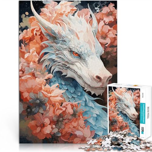 Fantasie Blumendrache Puzzle 1000 Teile für Erwachsene Lernspiel-Herausforderungsspielzeug Geburtstagsgeschenk, Geschenke, Wandkunst 38x26cm von SYUNFEI