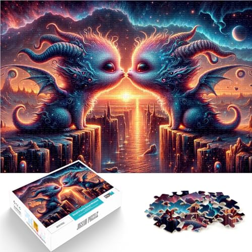 Fantasie Drachenpaar 1000-teiliges Puzzle für Teenager Spielzeug Lernspiele Stressabbau Geeignet für die Schreibtischdekoration 38x26cm von SYUNFEI