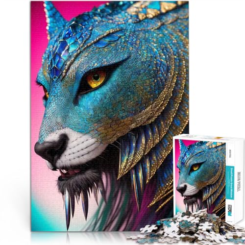 Fantasy-Katze wie Drachen Puzzle 2000 Teile für Erwachsene Denkspiel mit vollständig ineinander greifenden, zufällig geformten Teilen 70x100cm von SYUNFEI