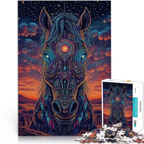 Farbe Kunst Pferd 2000-teilige Puzzles für Erwachsene Anspruchsvolles Spiel und Familienspaß Geburtstagsgeschenk, Geschenke 70x100cm von SYUNFEI