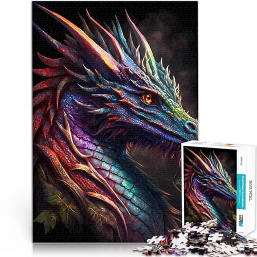 Farbenfrohes Drachenportrait 2000 Teenager-Teile-Puzzle Spielzeug für die ganze Familie Lernspiel für Geburtstag, Weihnachten 70x100cm von SYUNFEI