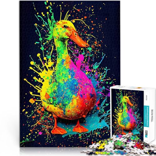 Farbspritzer-Ente Puzzle 1000 Teile für Jugendliche Geschenke zum Suchbegriff: Herausfordernde Spiele Wohnkunstdekor 38x26cm von SYUNFEI