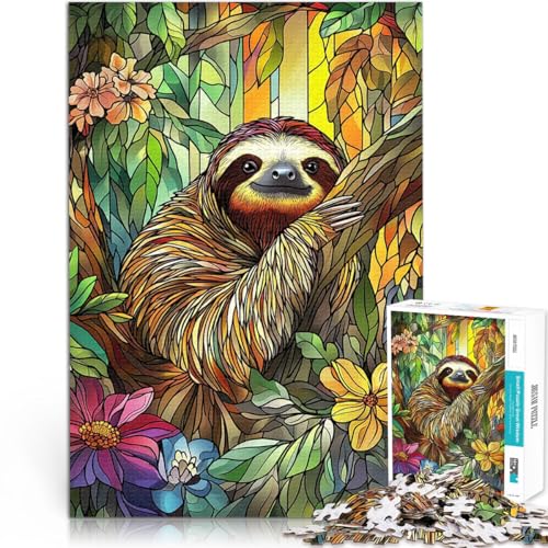 Faultier im Dschungel Buntglas 1000-teilige Puzzles für Teenager Für Familienspaß mit vollständig ineinander greifenden, zufällig geformten Teilen 38x26cm Faultier im Dschungel Buntglas 1000-teilige Puzzles für Teenager Für Familienspaß mit vollständig ineinander greifenden, zufällig geformten Teilen 38x26cm von SYUNFEI