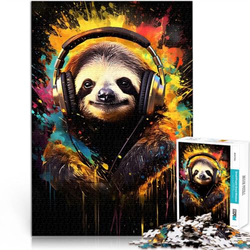 Faultier mit Kopfhörern 1000-teilige Puzzles für Erwachsene Denkspiel Lustige Aktivitäten für zu Hause, Geburtstagsgeschenk, Reisegeschenk, 38x26cm Faultier mit Kopfhörern 1000-teilige Puzzles für Erwachsene Denkspiel Lustige Aktivitäten für zu Hause, Geburtstagsgeschenk, Reisegeschenk, 38x26cm von SYUNFEI