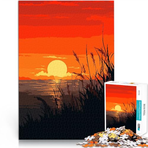 Feld Sonnenuntergang Pixel Art 1000-teilige Puzzles für Teenager Intellektuelles Spiel Lernspiel für Geburtstag, Weihnachten 38x26cm von SYUNFEI