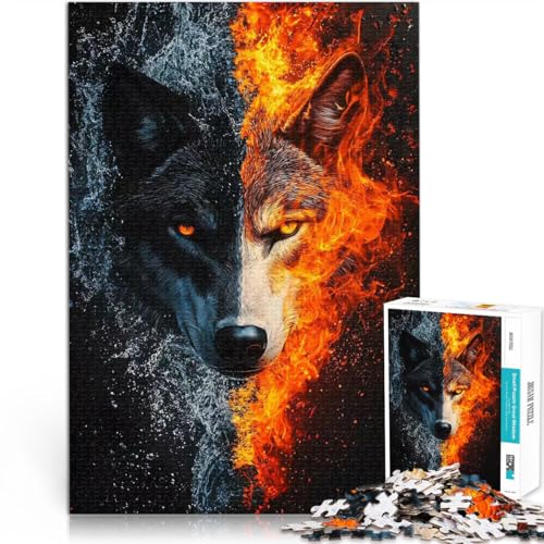 Feuer- und Wasserwolf~ Puzzle 1000 Teile für Jugendliche für Lernspiel-Herausforderungsspielzeug Geburtstagsgeschenke 38x26cm von SYUNFEI
