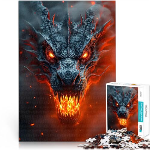 Feuriger Drachenkopf Puzzle 2000 Teile für Erwachsene Lernspiele DIY Spielzeug Jedes Stück ist einzigartig – Anspruchsvolles Familienspiel 70x100cm von SYUNFEI