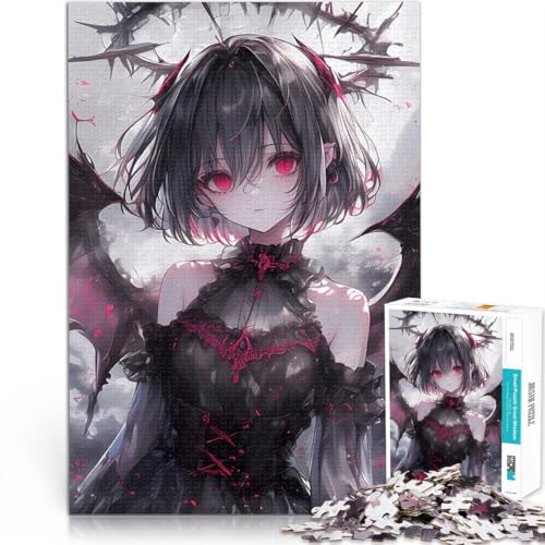 Fledermausflügel Dämonenmädchen 1000-Teile-Puzzle für Erwachsene Stressabbau-Spielzeug Wunschliste mit dem Weihnachtsmann 38x26cm von SYUNFEI