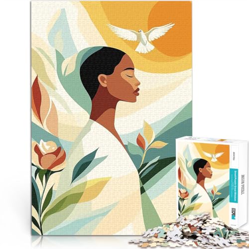 Frau mit Taube und Blumen Puzzle 2000 Teile für Erwachsene Quizspiel Jedes Stück ist einzigartig – Anspruchsvolles Familienspiel 70x100cm von SYUNFEI
