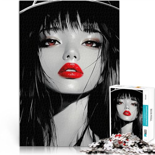 Frau mit roten Lippen Puzzle 2000 Teile für Jugendliche Pädagogisches Spielzeug zum Stressabbau Verbessern Sie das Gedächtnis 70x100cm von SYUNFEI