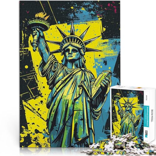 Freiheitsstatue Graffiti Totenkopf Kunst Teenager-Puzzle 1000 Teile Familienspaß Wanddekoration Einzigartige Geburtstags 38x26cm von SYUNFEI