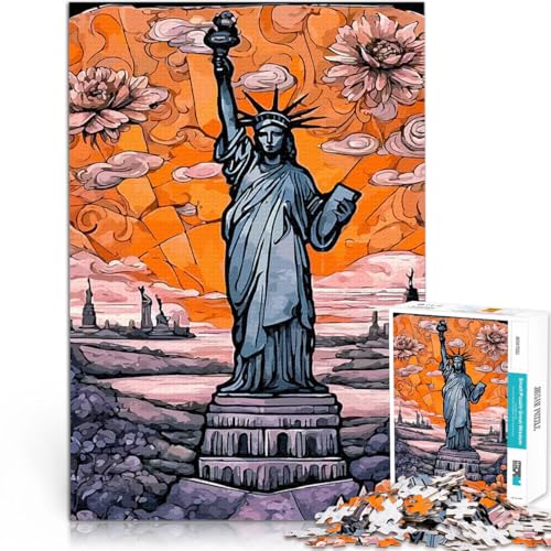 Freiheitsstatue Kunst Puzzle für Erwachsene 1000 Teile Interessante Stressreduzierung Jedes Stück ist einzigartig – Anspruchsvolles Familienspiel 38x26cm von SYUNFEI