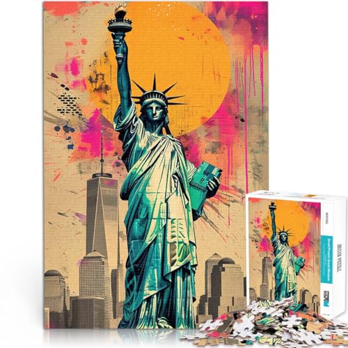 Freiheitsstatue Vintage Puzzle für Jugendliche 1000 Teile Interessante Stressreduzierung Einzigartige Wohndekoration und Geschenke 38x26cm von SYUNFEI