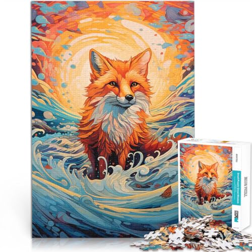 Fuchs Steht auf den Wellen Puzzle 1000 Teile für Jugendliche Quizspiel Wanddekoration Einzigartige Geburtstags 38x26cm von SYUNFEI