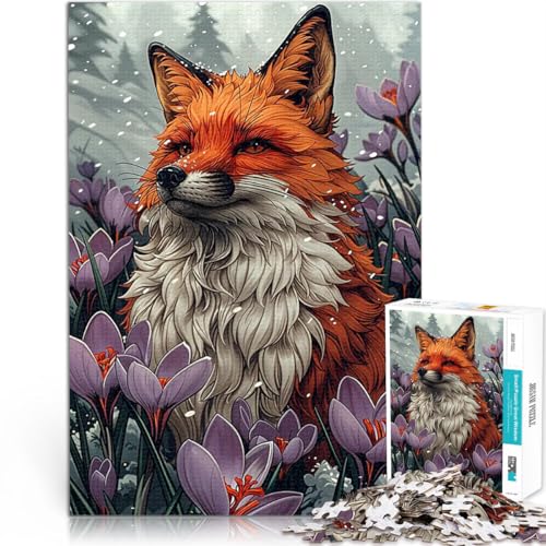 Fuchs in Winterblüte Teenager 1000-teiliges Puzzle Trainieren Sie Ihr Gehirn und Ihre Hände Wunschliste mit dem Weihnachtsmann 38x26cm von SYUNFEI