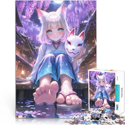 Fuchsmädchen, mondbeschienener Garten 2000-teilige Puzzles für Teenager Denkspiel mit vollständig ineinander greifenden, zufällig geformten Teilen 70x100cm von SYUNFEI