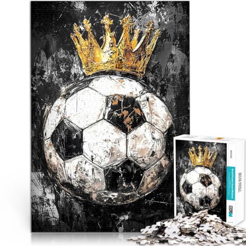 Fußballkönig Vektorgrafiken 1000-teiliges Puzzle für Teenager Stressabbau-Spielzeug Jedes Stück ist einzigartig – Anspruchsvolles Familienspiel 38x26cm von SYUNFEI