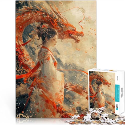 Geisha-Drache Japan Teenager 2000 Teile Puzzle Dekomprimierendes intellektuelles Lernspielzeug Heimdekoration Spielzeug 70x100cm von SYUNFEI