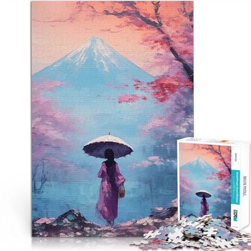 Geisha-Gemälde vom Berg Fuji 1000-teiliges Puzzle für Erwachsene Denkspiel Jedes Stück ist einzigartig – Anspruchsvolles Familienspiel 38x26cm von SYUNFEI