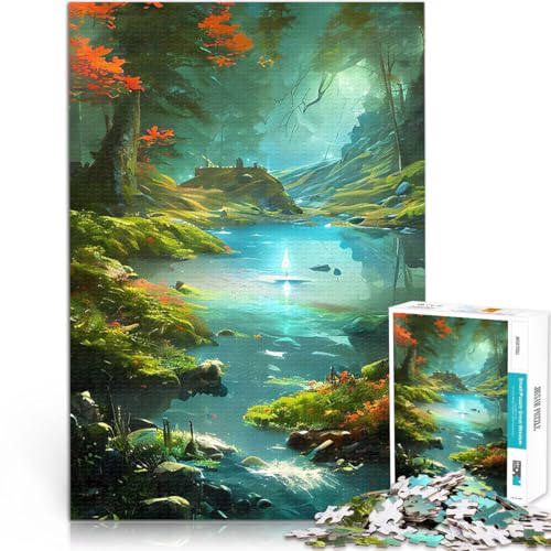 Gemälde mit ruhigem Flusslauf 2000-Teile-Puzzle für Teenager Quizspiel Wanddekoration Einzigartige Geburtstags 70x100cm von SYUNFEI