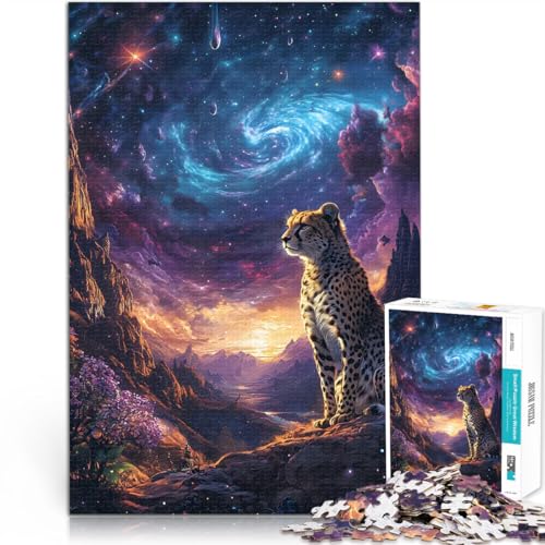 Gepard unter einem kosmischen Himmel 1000-teiliges Puzzle für Teenager Quizspiel mit vollständig ineinander greifenden, zufällig geformten Teilen 38x26cm Gepard unter einem kosmischen Himmel 1000-teiliges Puzzle für Teenager Quizspiel mit vollständig ineinander greifenden, zufällig geformten Teilen 38x26cm von SYUNFEI