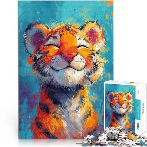 Glückseliges Tigerjunges 1000-Teile-Puzzle für Teenager Pädagogisches Spielzeug zum Stressabbau Geburtstagsgeschenke 38x26cm von SYUNFEI