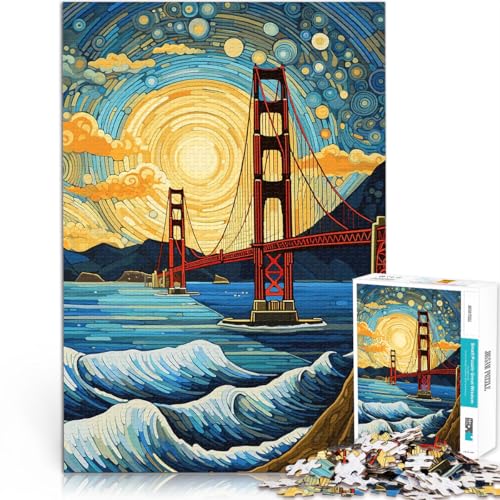 Golden Gate Bridge 2000-Teile-Puzzle für Erwachsene Anspruchsvolles Spiel und Familienspaß mit passendem Poster und Quizblatt 70x100cm von SYUNFEI