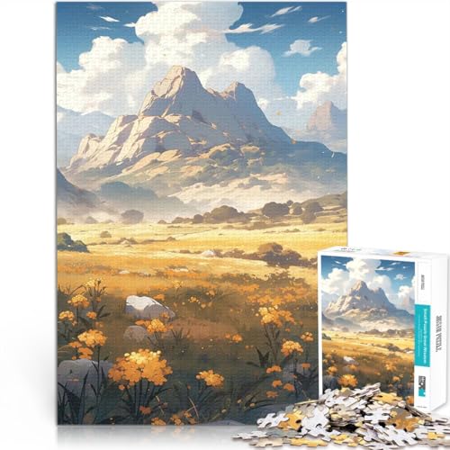 Golden Meadows Berg Teenager-Puzzle 1000 Teile Gehirnintelligenz-Herausforderung süchtig machendes Spielzeug für Heimdekoration 38x26cm von SYUNFEI