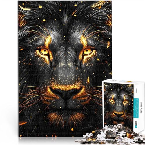 Goldener Löwe Teenager 1000-teiliges Puzzle Gehirnintelligenz-Herausforderung süchtig machendes Spielzeug Wohnkunstdekor 38x26cm von SYUNFEI