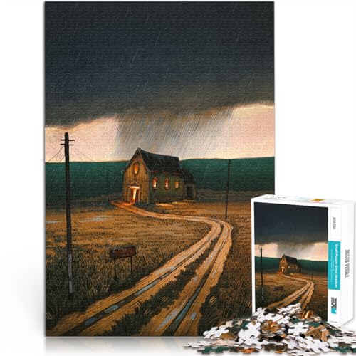 Haus unter starkem Regen 1000-teilige Puzzles für Erwachsene Präzisionsschnitt Wanddekoration Einzigartige Geburtstags 38x26cm von SYUNFEI