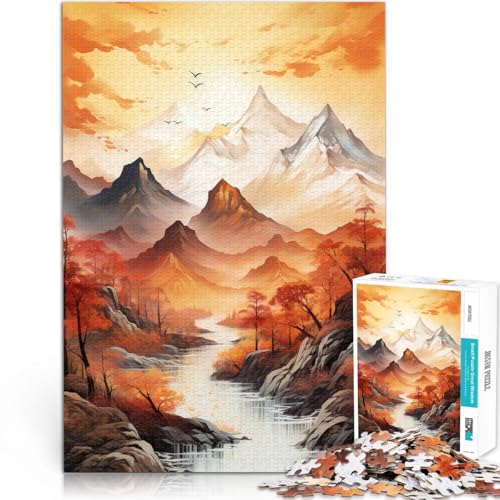Herbstliche Berglandschaft Puzzle für Teenager 1000 Teile Lernspiel-Herausforderungsspielzeug Tolles Geschenk für Spiele 38x26cm von SYUNFEI