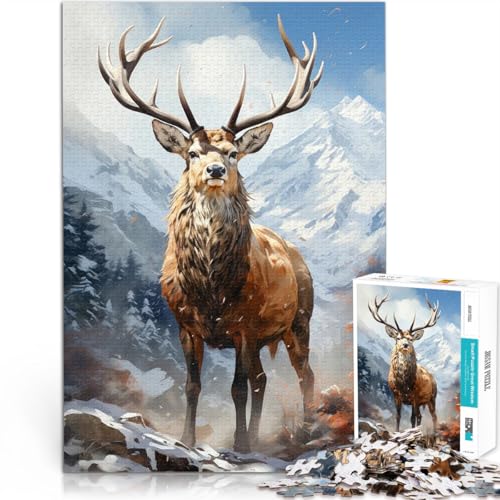 Hirsch im Berg Puzzle für Jugendliche 1000 Teile Familienspiel zum Stressabbau, schwierige Herausforderung Wichtelgeschenke 38x26cm von SYUNFEI