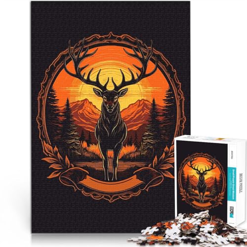 Hirsch realistischer Kunststil Puzzle für Erwachsene mit 2000 Teilen Familienaktivität Lernspiel für Geburtstag, Weihnachten 70x100cm von SYUNFEI