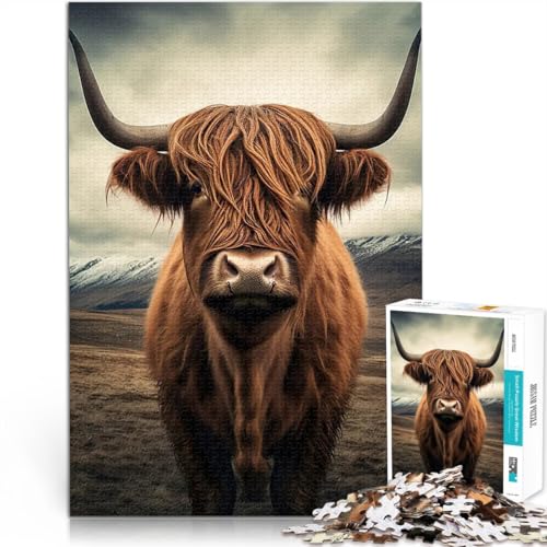 Hochlandrinder Puzzle für Erwachsene mit 1000 Teilen Familienspiel zum Stressabbau, schwierige Herausforderung Wanddekoration 38x26cm von SYUNFEI