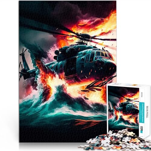 Hubschrauber Sonnenuntergang 1000-teiliges Teenager-Puzzle Spielzeug Lernspiele Stressabbau Tolles Geschenk für Spiele 38x26cm von SYUNFEI