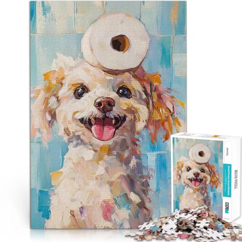Hund mit Toilettenpapier Puzzle für Erwachsene, 1000 Teile für Lernspiel-Herausforderungsspielzeug Perfekte Dekoration 38x26cm von SYUNFEI