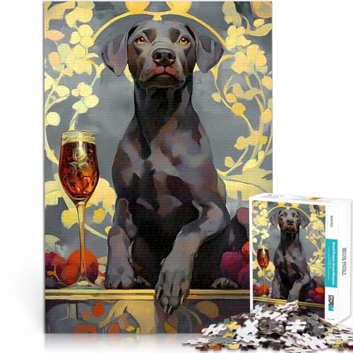 Hund mit Weinglas 2000-Teile-Puzzle für Teenager Geschenke zum Suchbegriff: Herausfordernde Spiele Lustiges Geschenk 70x100cm von SYUNFEI