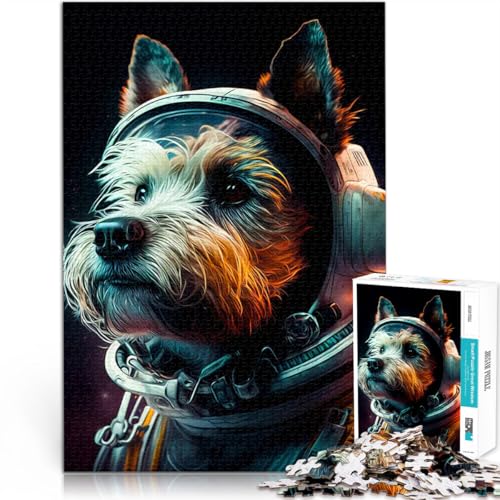 Hundeastronaut 1000-teilige Puzzles für Teenager Geschenke zum Suchbegriff: Herausfordernde Spiele Lustiges Geschenk 38x26cm von SYUNFEI